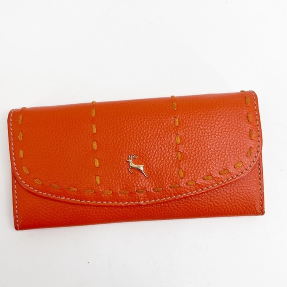 Ashwood Large Leather Note and Coin Purse Black Ash-14 Mandarin Orange